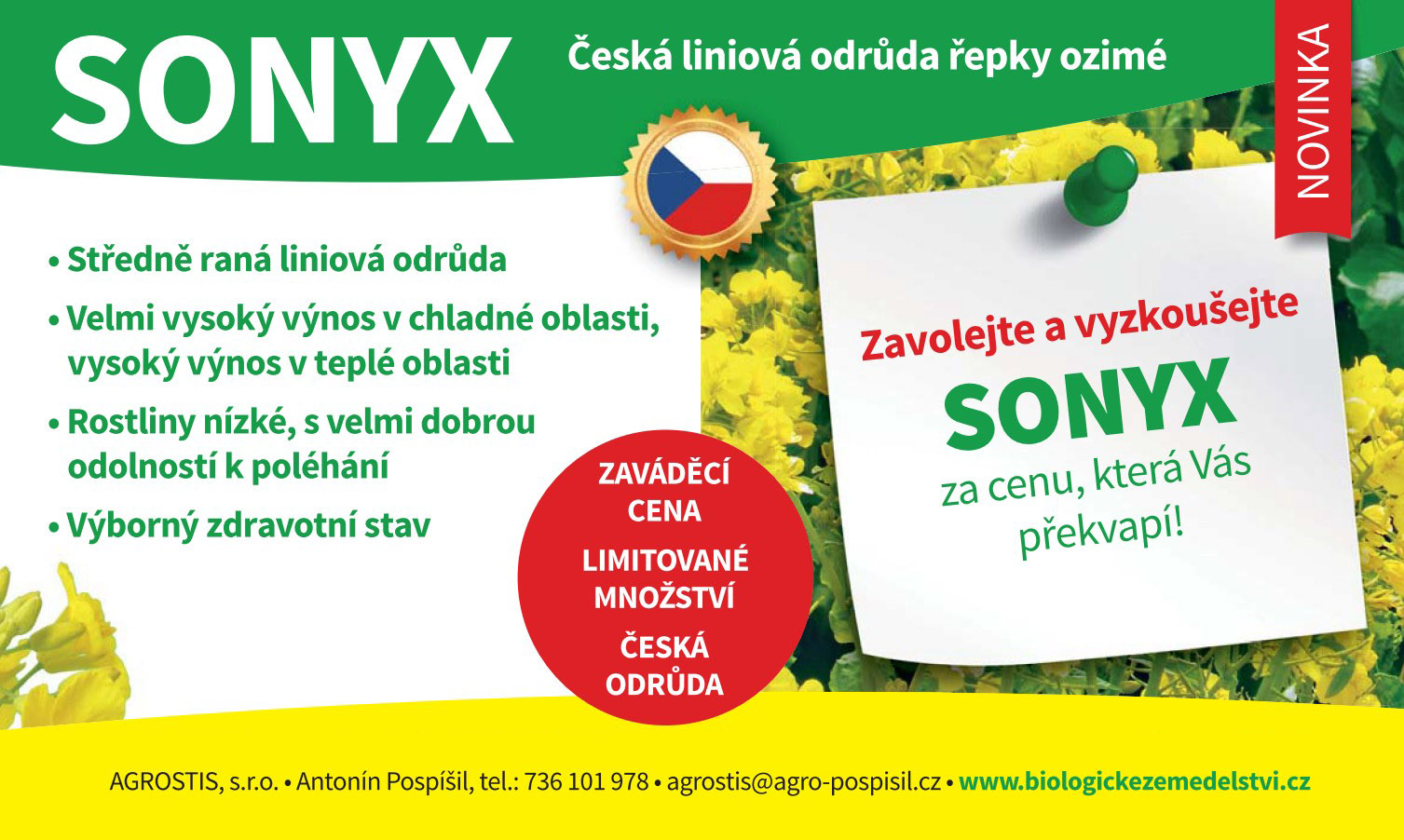 foto ilustrace Řepka Ozimá Sonyx